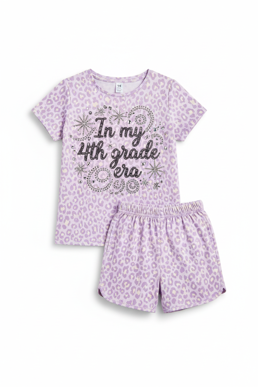 Light Purple Leopard Print Girl's Outfit - In my 4th grade era