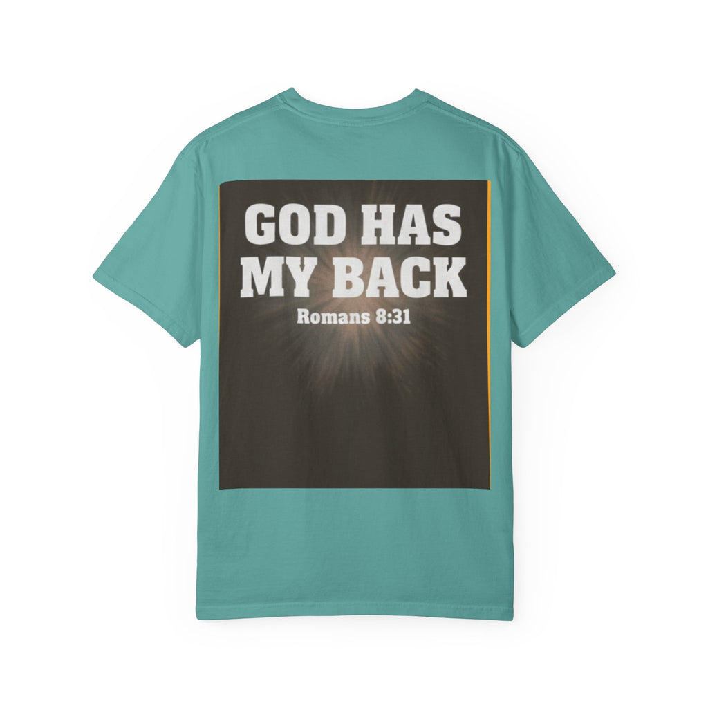 Covered. T‑Shirt — "God Has My Back" Christian Faith Tee (Romans 8:31)