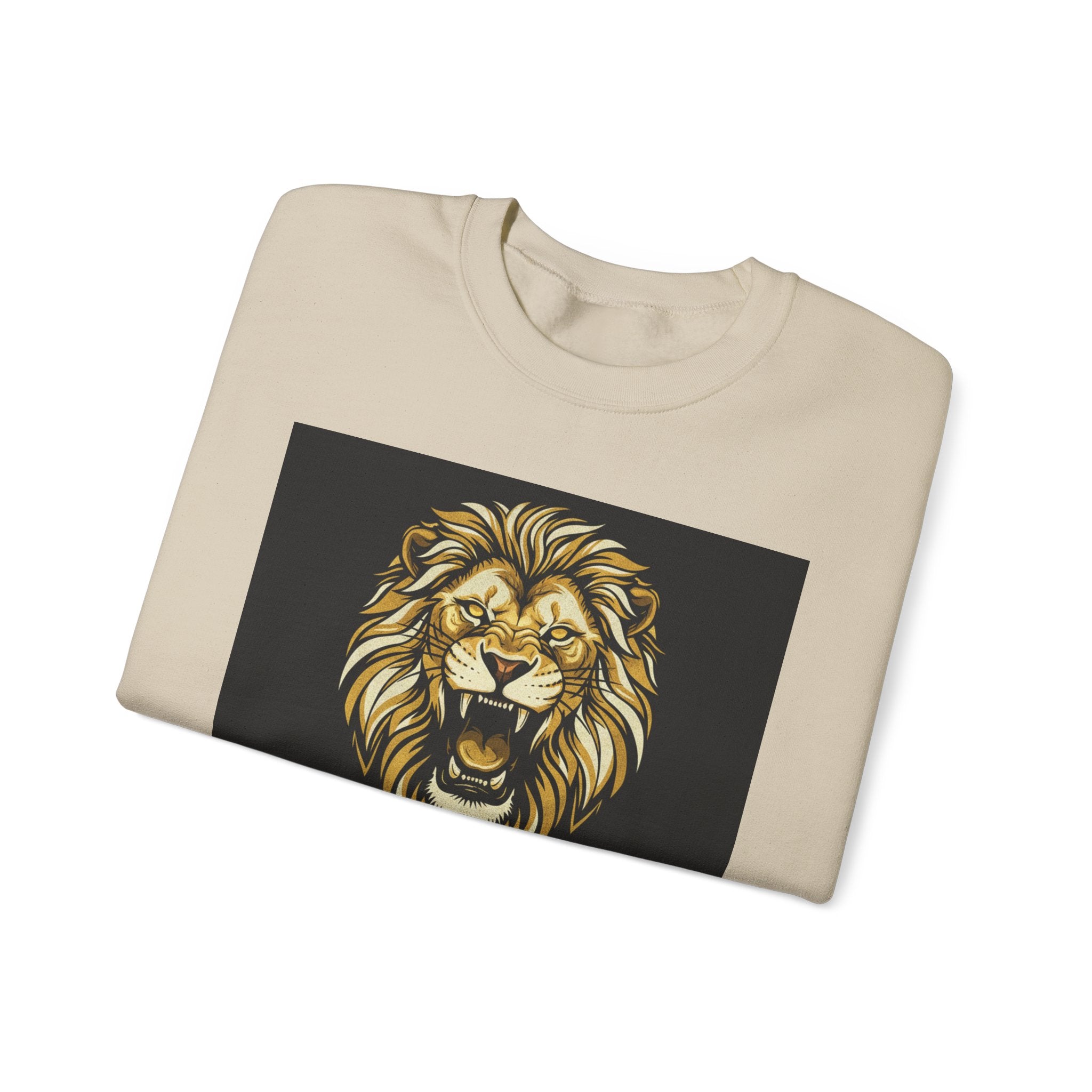 Crewneck Sweatshirt — Lion Graphic with Psalm 46:1 Faith Quote