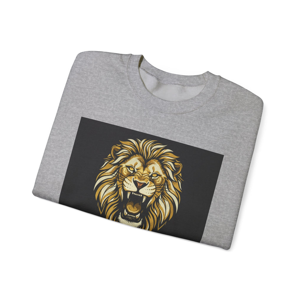 Crewneck Sweatshirt — Lion Graphic with Psalm 46:1 Faith Quote