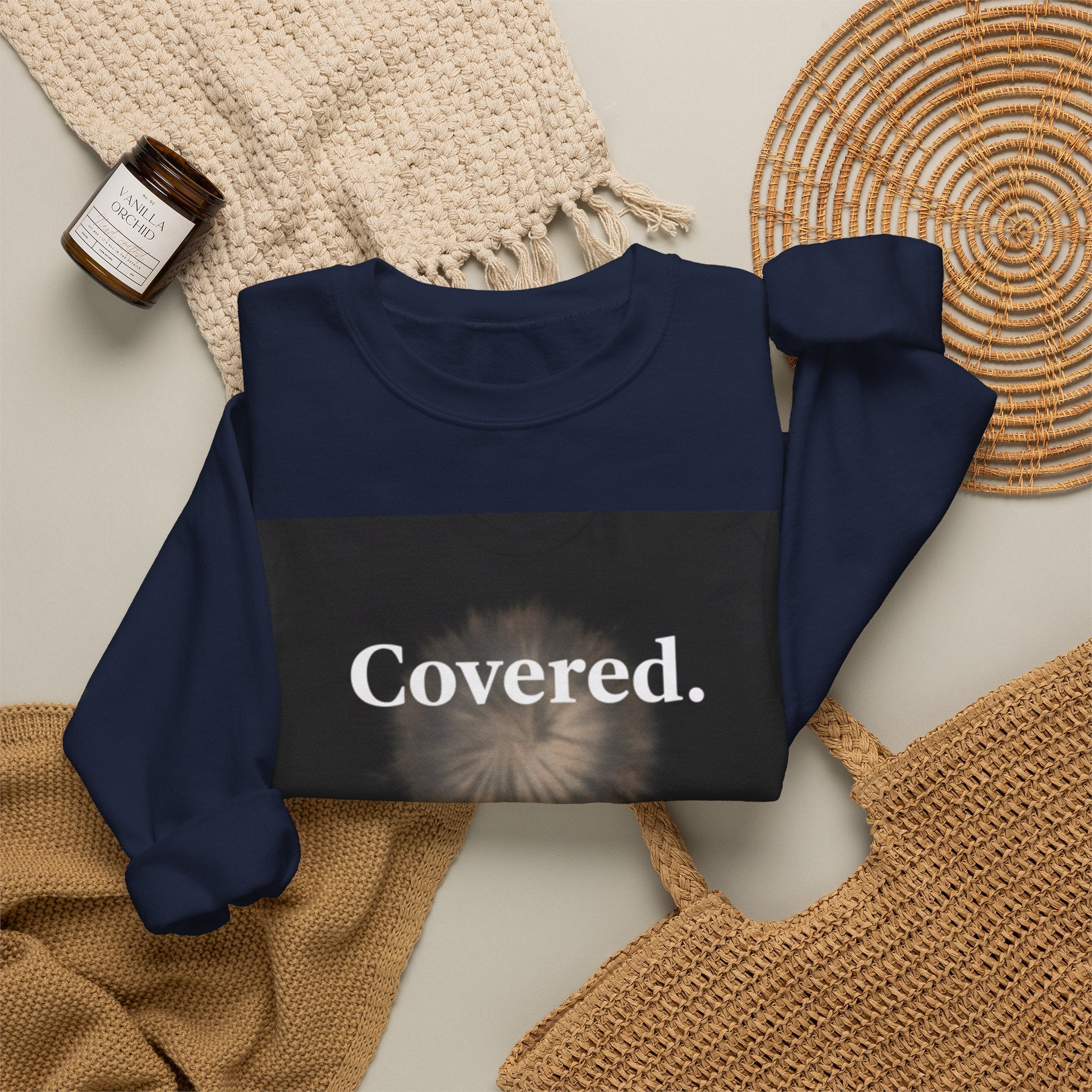 Covered. Crewneck Sweatshirt — Minimal Inspirational Graphic Pullover