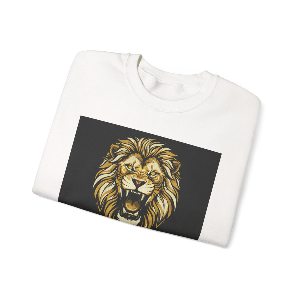 Crewneck Sweatshirt — Lion Graphic with Psalm 46:1 Faith Quote