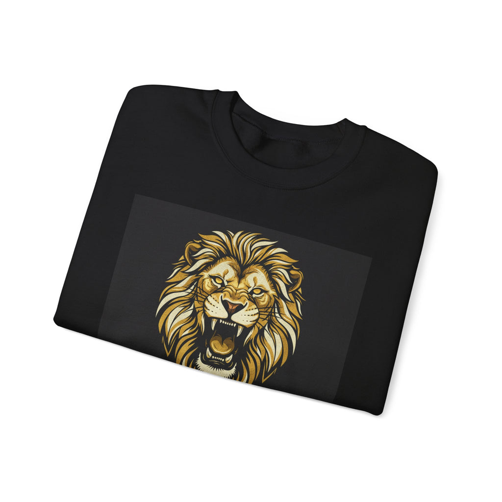 Crewneck Sweatshirt — Lion Graphic with Psalm 46:1 Faith Quote