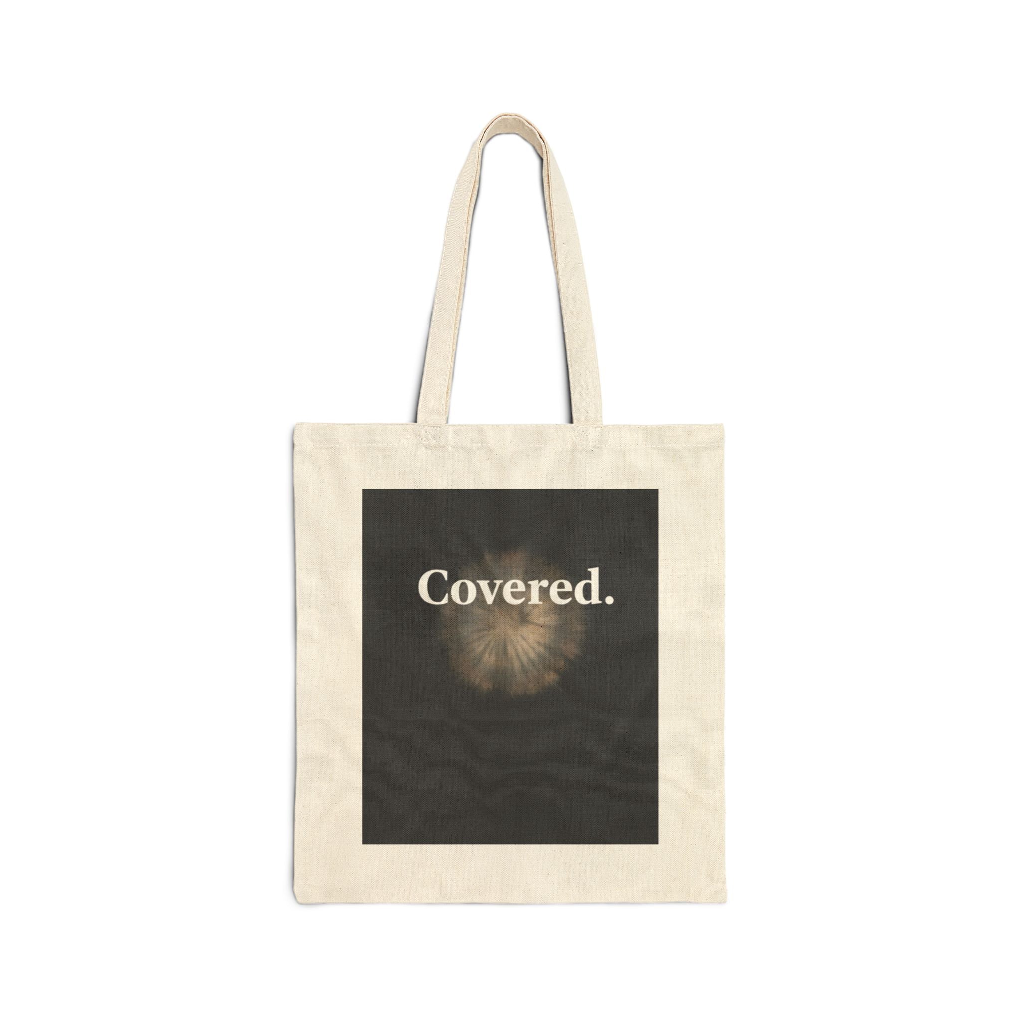 Covered. Cotton Canvas Tote Bag — Minimalist Floral Print Grocery & Everyday Shopper