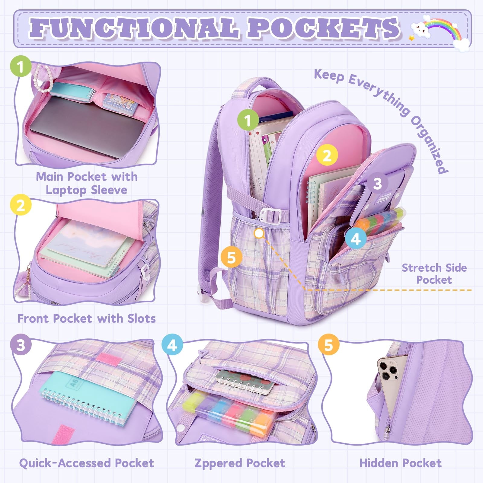 Soda Candy Girls Backpack Ideal Elementary Middle School Backpacks for