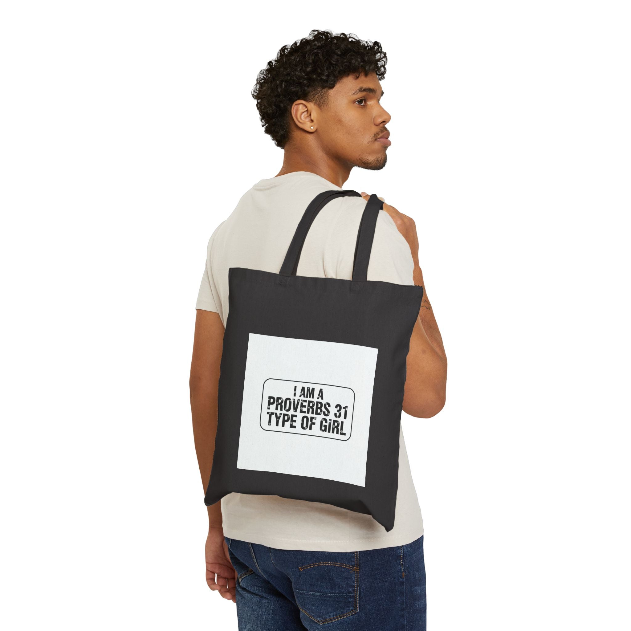 Proverbs 31 Type of Girl Cotton Canvas Tote Bag — Christian Inspirational Grocery & Church Book Bag