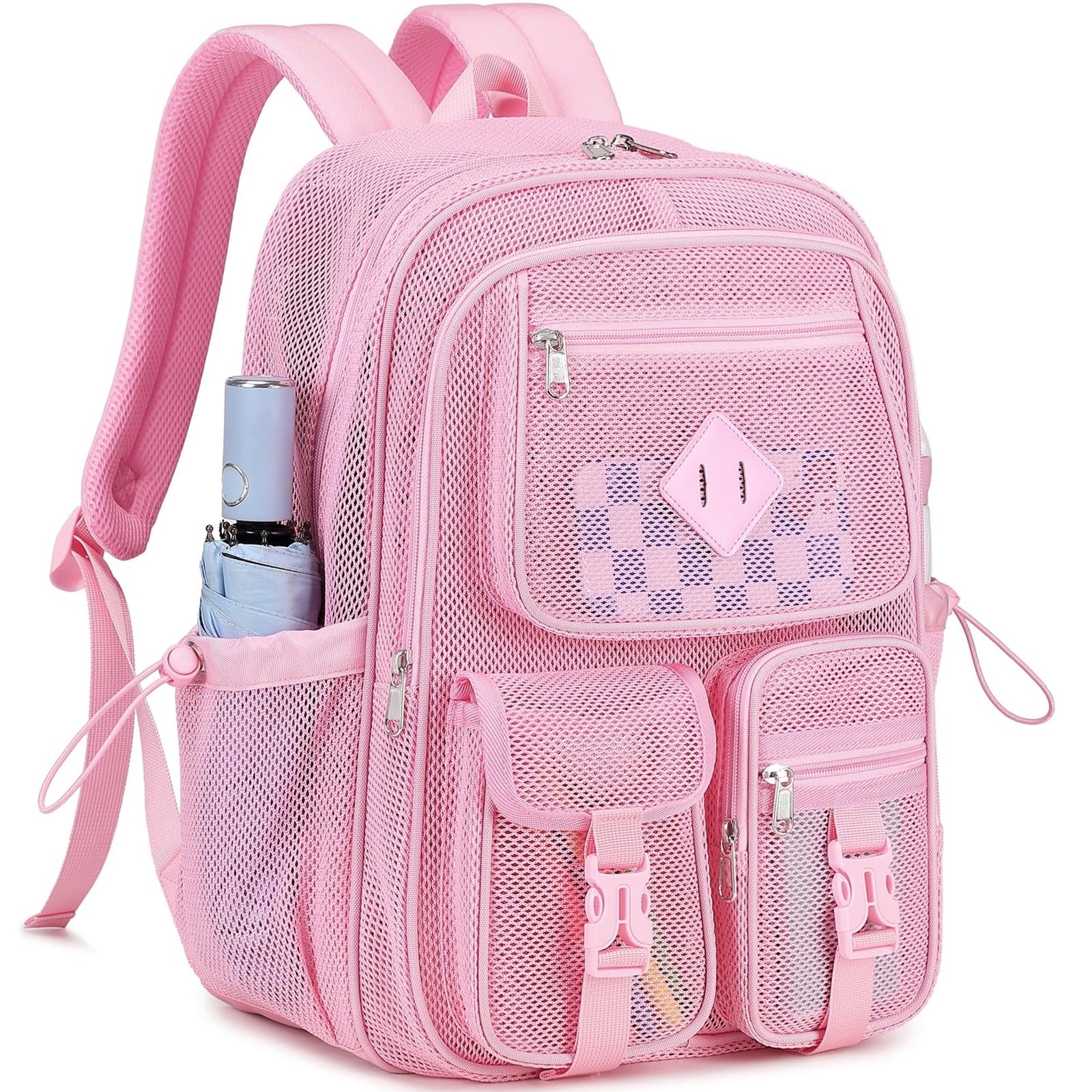 Soda Candy Mesh Backpacks for School Heavy Duty See Through Net Bookba