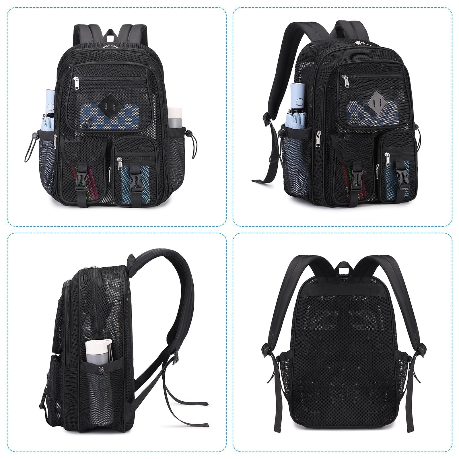 Soda Candy Mesh Backpacks for School Heavy Duty See Through Net Bookba