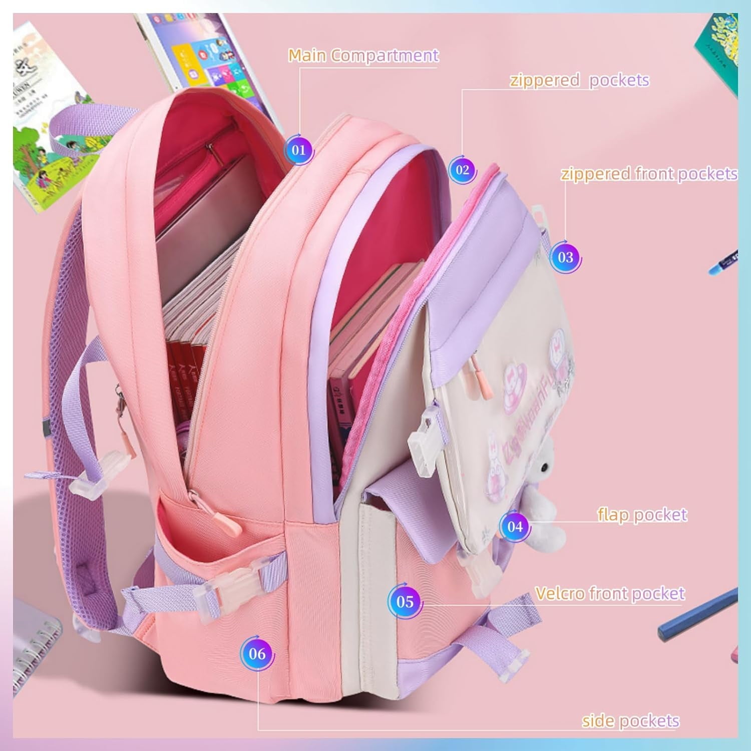 Lvelia School Backpacks for Girls, Large Capacity Fashion School Bag f